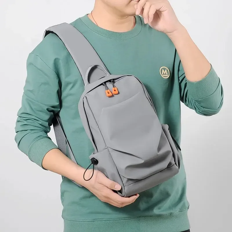 New Men\'s And Children\'s Chest Bag Waterproof Trend Simple Usb Charging Solid Color Multifunctional Messenger Bag Shoulder Bag