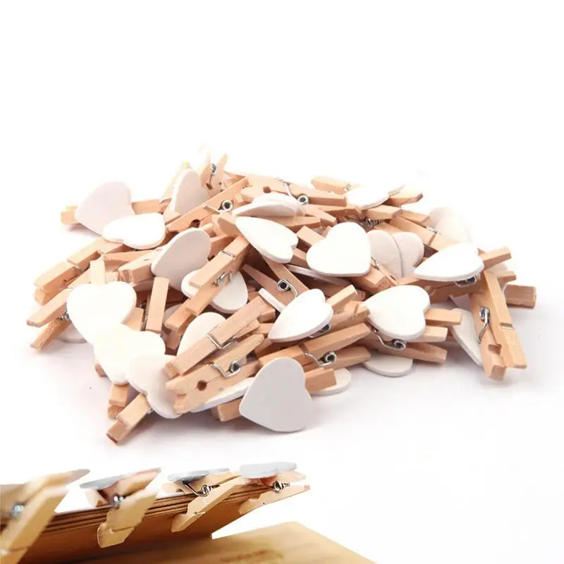 Mini Wooden Heart Clothespins 50pcs Cute Clothes Pins Laundry 3cm Color Love Clip For Home Decoration Photo Display Crafts