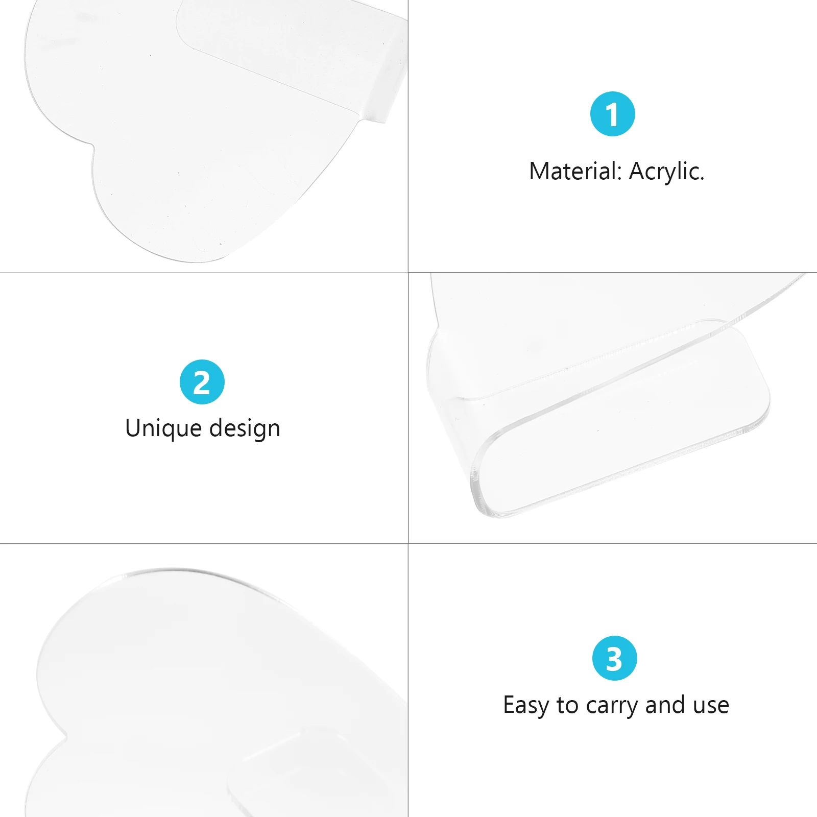 

3Pcs Handheld Palettes Acrylic Makeup Tools Clear Color Mixing Plate for Salon Acrylic Palettes Color Mixing Plate