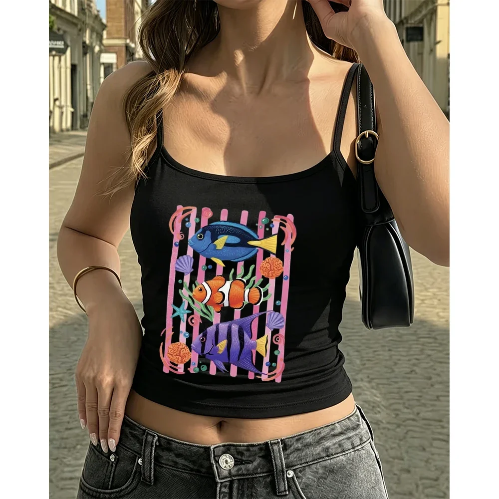Clownfish Blue Tang Cami Women Graphic Tank Top Sleeveless Vest Trendy Fashion Cute Daily Wear Ocean Aesthetic Top