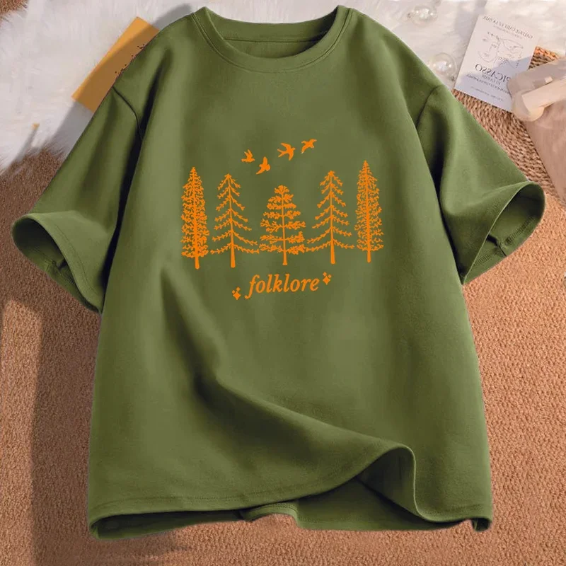 Vintage Folklore T Shirt Swiftie Eras Concert T-shirts Folklore Evermore Merch Tee Shirt Cotton Short Sleeve Women\'s Clothing