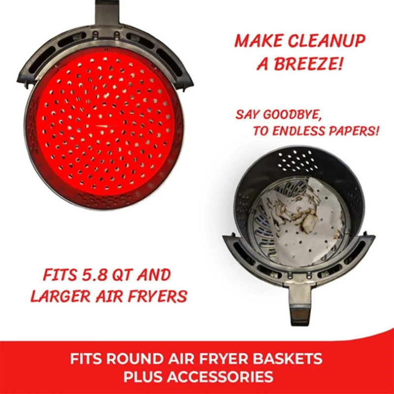 Papeles reutilizables para freidora tapete silicona antiadherente cuadrado redondo 8,5 pulgadas/9 pulgadas