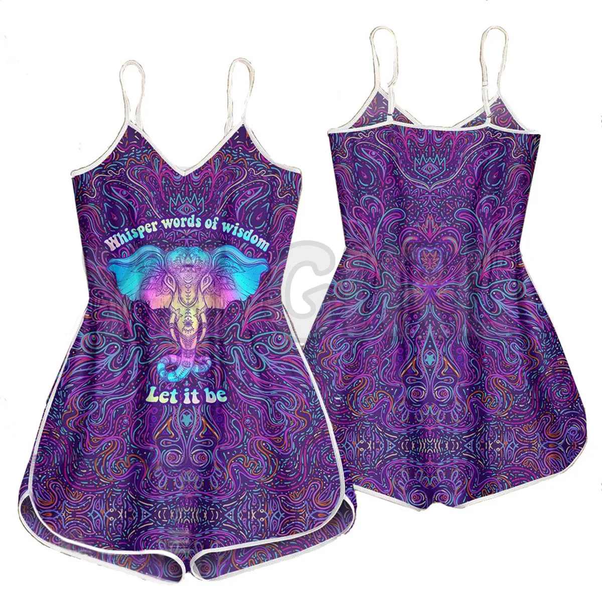 YX GIRL Psychedelic Astronaut 3D Romper Cetak Seluruh Bagian Pakaian Bohemia Wanita Musim Panas