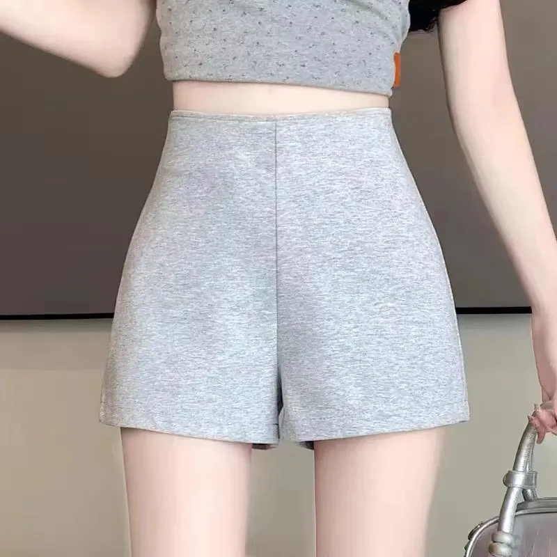 Летние базовые однотонные женские многофункциональные шорты, повседневные и универсальные, узкие прямые шорты с высокой талией, велосипедные брюки