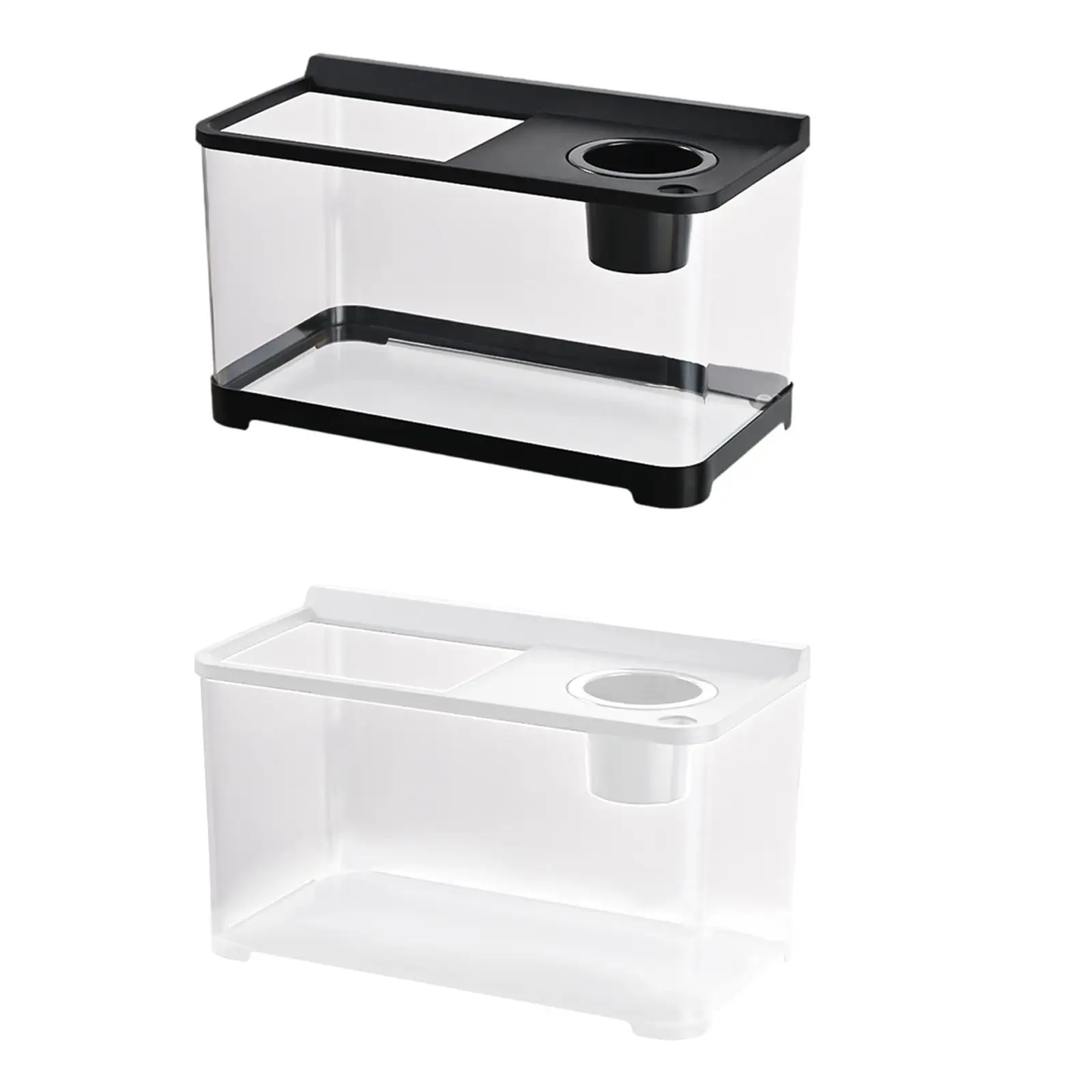 Betta Fish Tank Reptile Terrarium Tank Clear View 34x21x20 cm Fish Bowl Small Fish Aquarium Tank for Turtle Fish Hermit Crabs