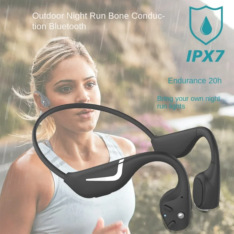 

Level 7 waterproof sports earphones, real bone conduction wireless Bluetooth, long battery life RGB lights, night running music