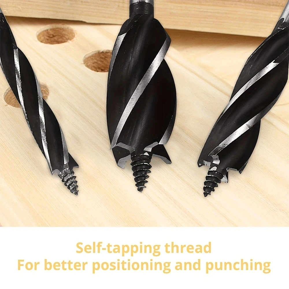 8-Piece Wood Drill Bit Set, Carbon Steel, 12 mm, 14 mm, 16 mm, 18 mm, 20 mm, 22 mm, 25 mm With two adapters 1to29/64, 1to13/16,