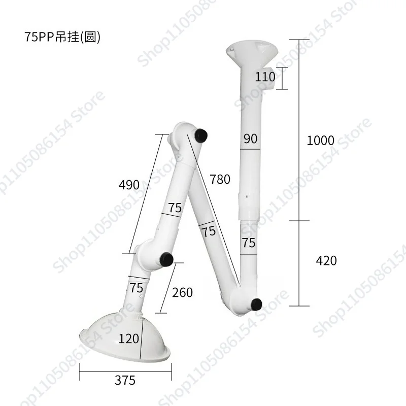 Flexible Lab Fume Extractor Arm Universal Exhaust Hood Ventilation Suction Arm for Air Purification