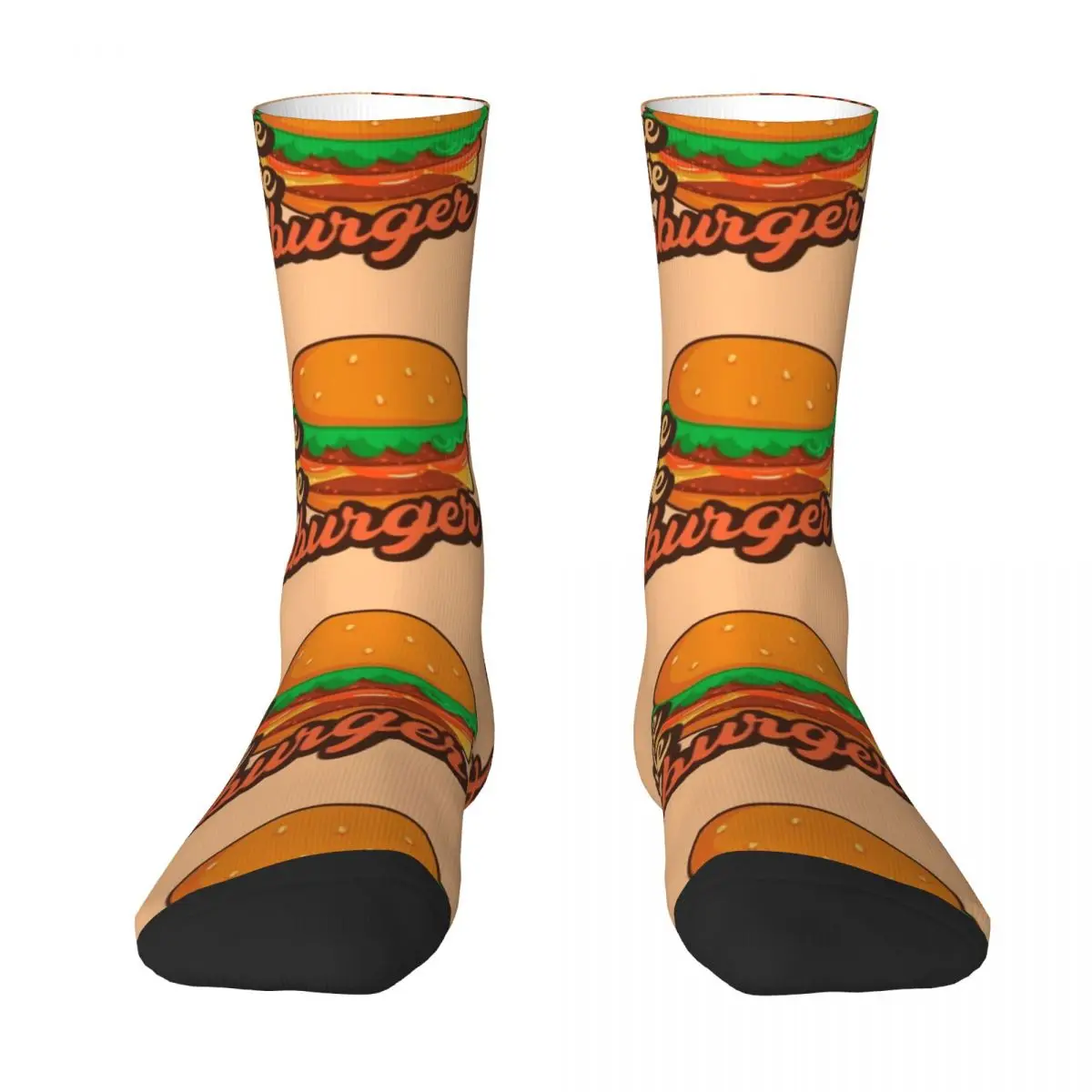 Peace Love Stockings Girls Hamburger Socks Quality Funny Socks Winter Running Sports Non Slip Pattern Socks Gift