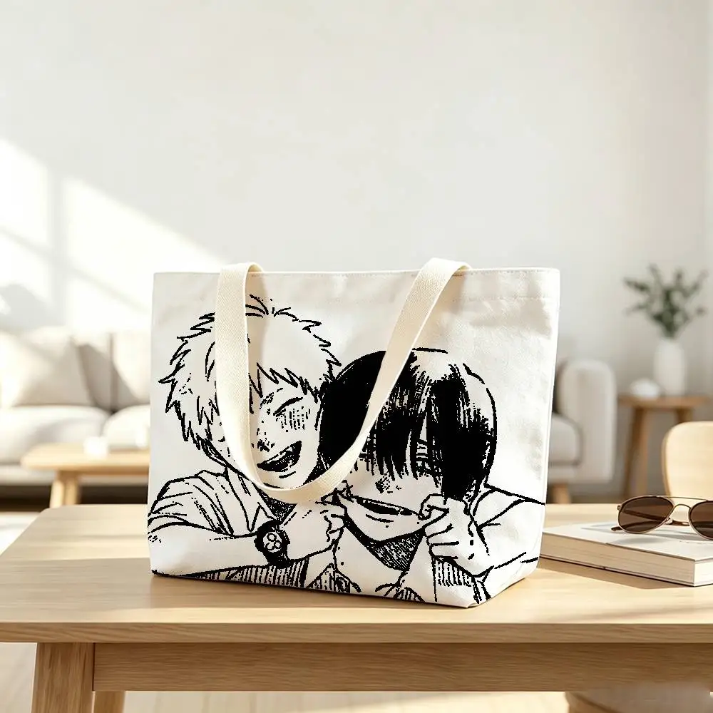 Anime T-The Summer Hikaru Died Print Canvas Tote Bag Handbag For Daily School Commute Casual Shoulder Bag