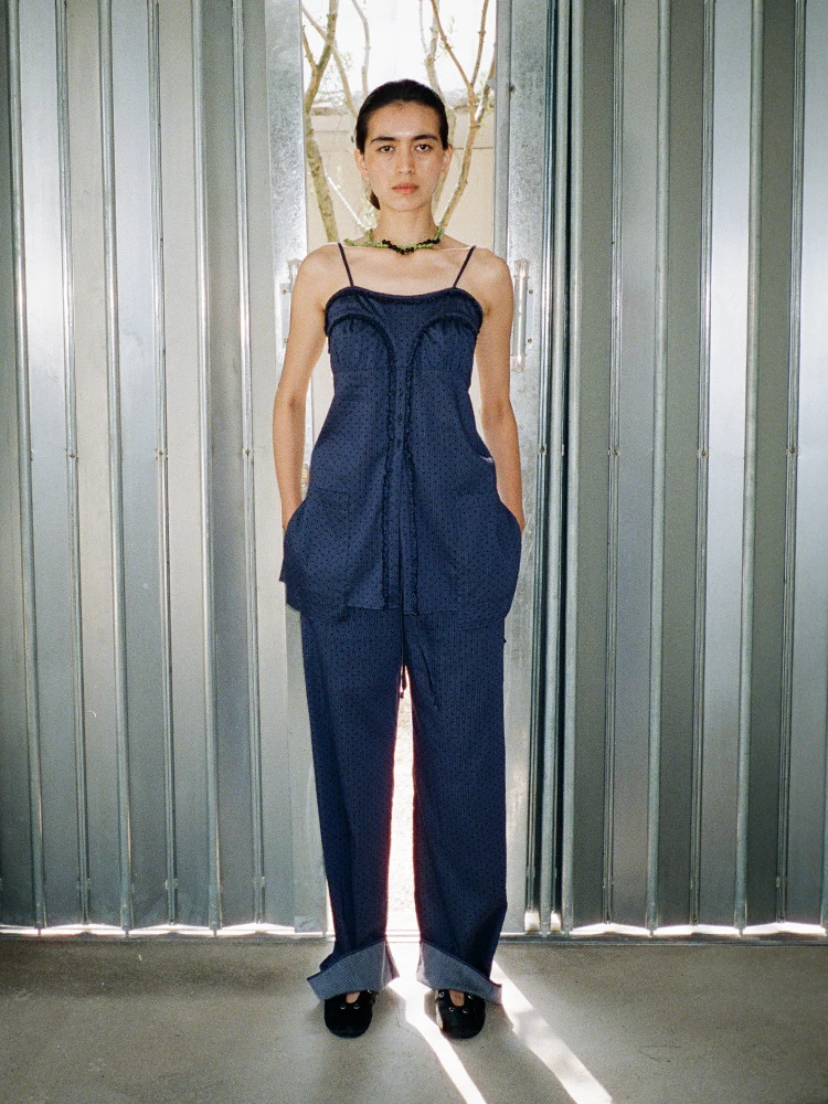 

PICALME бархатный топ с длинными бретелями в горошек, оригинальный дизайн, женский жилет с ремешком, летняя смесь хлопка и полиэстера Faion