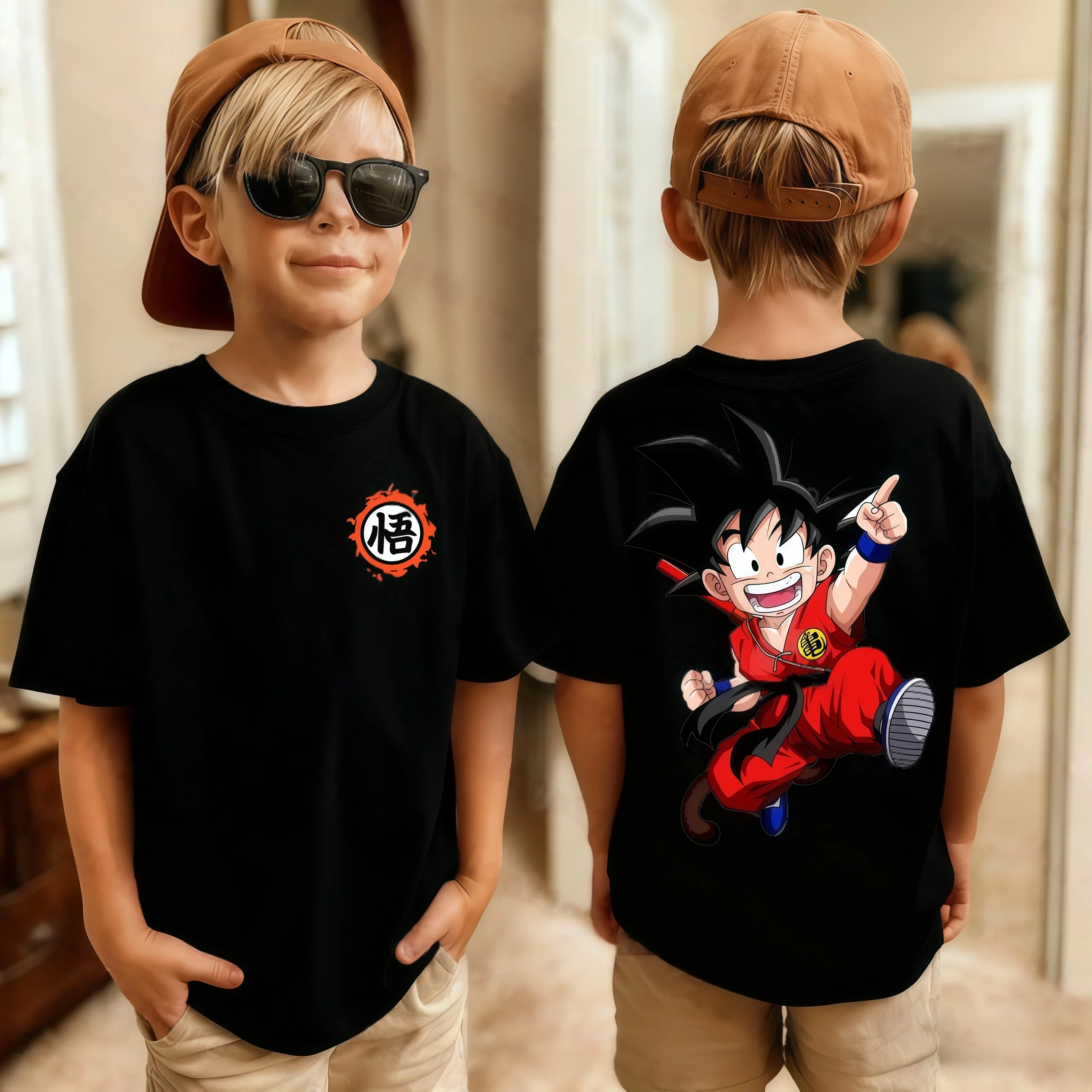 Anime Dragon Ball Kids T-shirt Son Goku Cute Cartoon Print Summer Boys Girls Loose Breathable Short Sleeve Clothing 3-12Y view 2