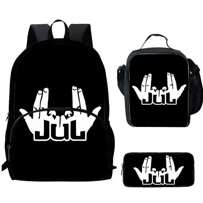 Rapper JuL C'est Pas Des Lol Child Backpack with Front Pocket,Lunch Bags,Pencil Bags for Aged 5-10 Anime Bag Boy Girl,Best Gift