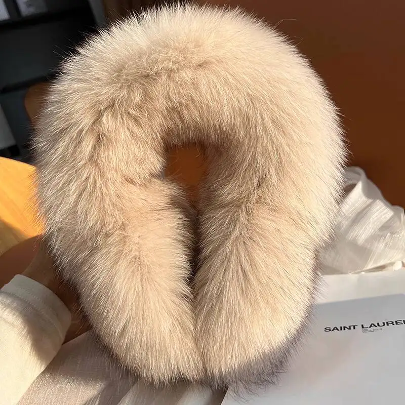 Real Fox Fur Earmuff Plush Ear Cover Winter Warm Ear Protection Fashion Ear Bag Female Fluffy Earmuff Ear Cover Real Fur Earmuff