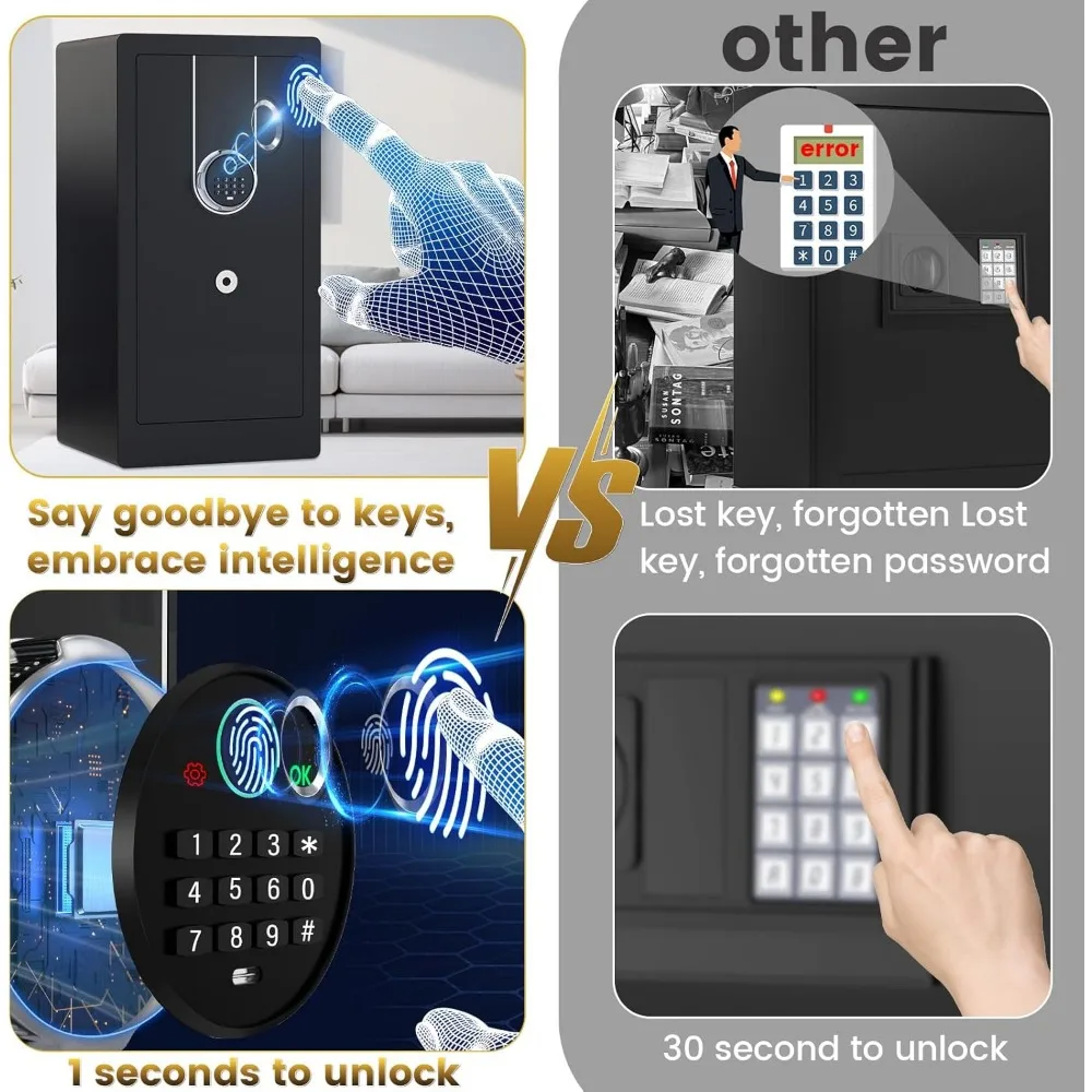 آمنة بيومترية كبيرة شديدة التحمل مع حقيبة مقاومة للماء ومقاومة للحريق وتخزين مستندات واسعة وحجرة مخفية سفلية بحد أقصى قدر من ذلك