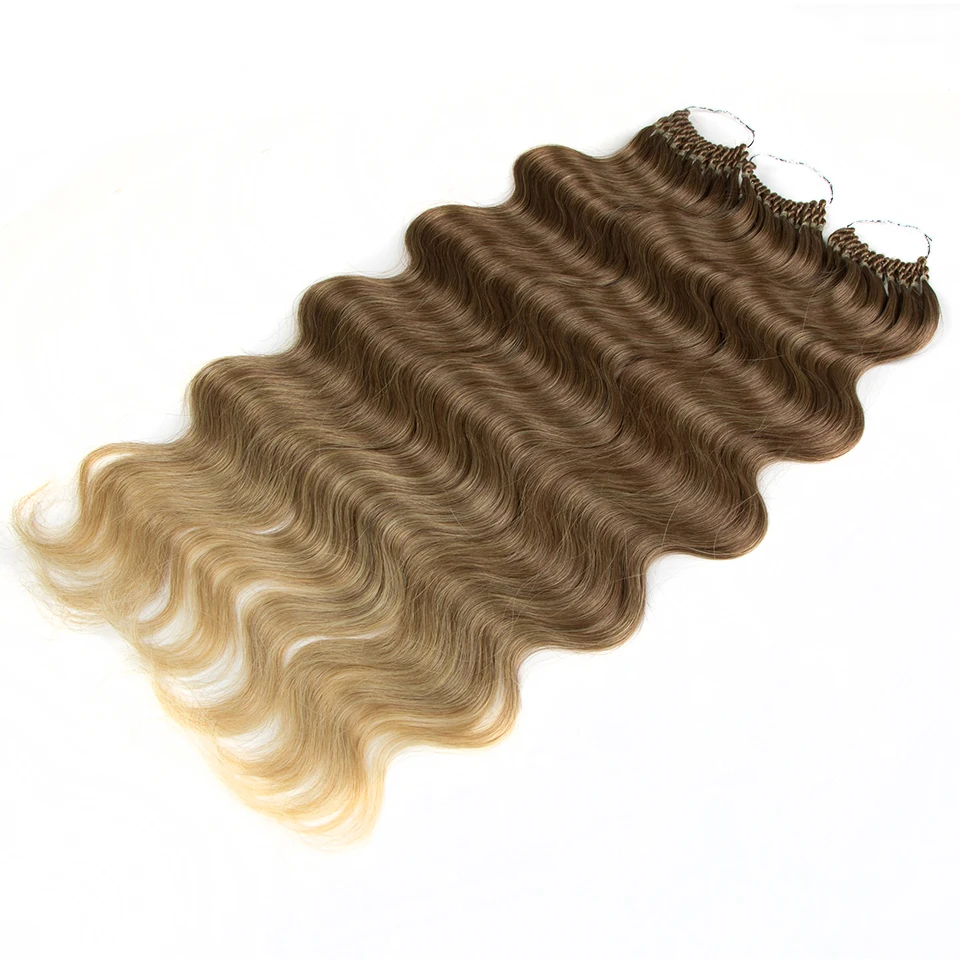 Bella Body Wave Crochet Hair 22 Inch Soft Long Synthetic Hair Braids Natural Wavy Ombre Brown Blonde Loose Wave Hair Extensions