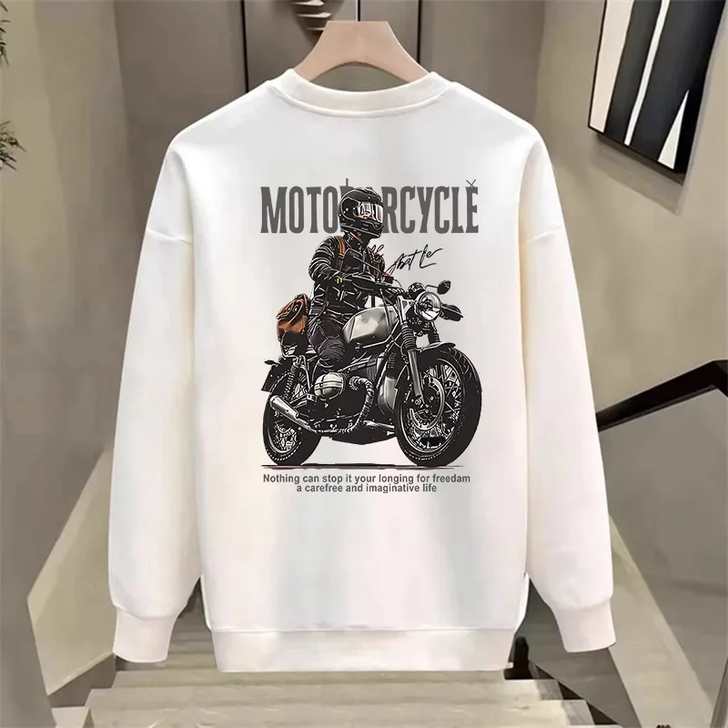

Свитшот мужской в американском стиле, Винтажная футболка с длинным рукавом и графическим принтом, повседневная одежда для дома, цвет белый, оверсайз, на осень