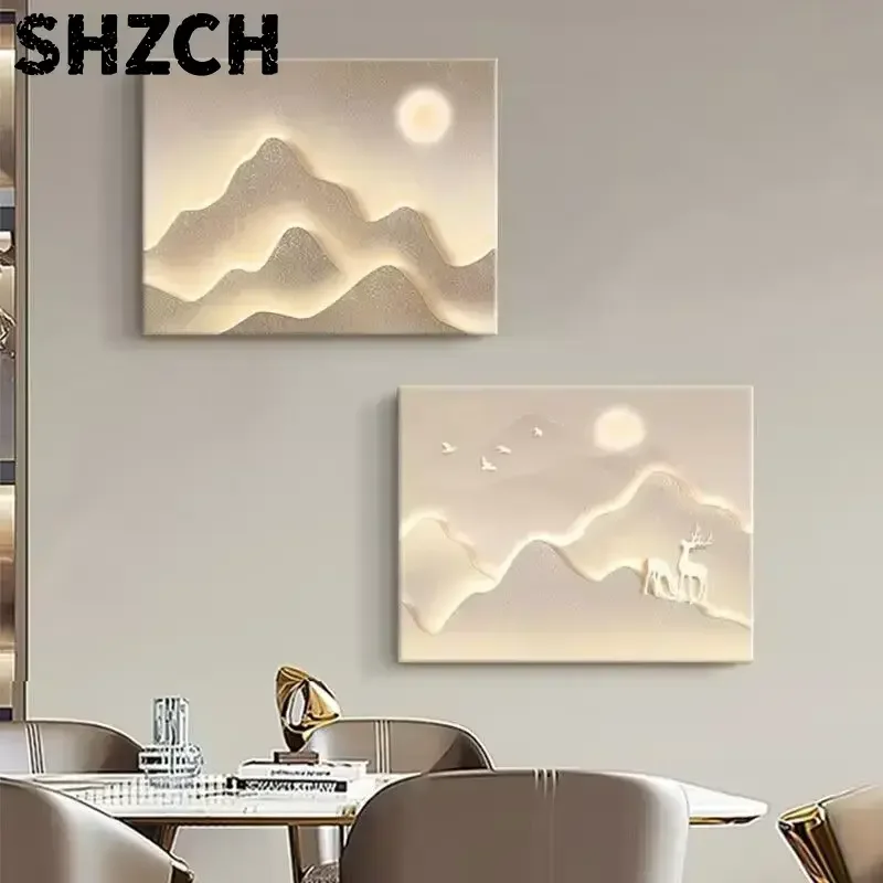 Luxury Ultra-Thin Sunlight Golden Mountain Electric Meter Box Cover Art - Elegant Sliding Design for Concealing Strong and Weak