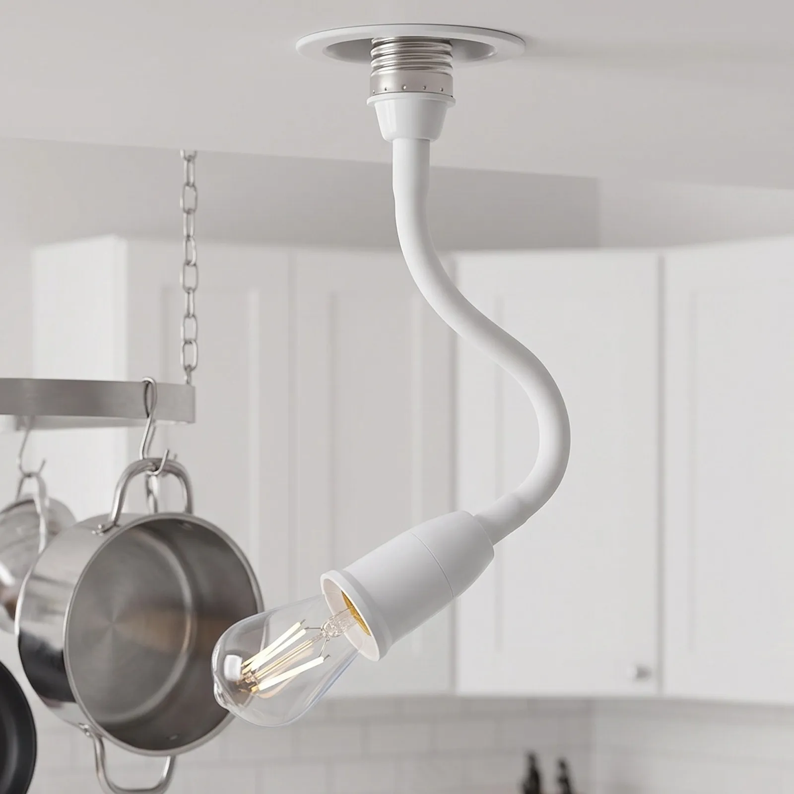 4Pcs E27 Light Bulb Socket Extender Flexible Gooseneck Lamp Holder 7.8 Inch Adjustable All Direction Bulb Adapter Extension