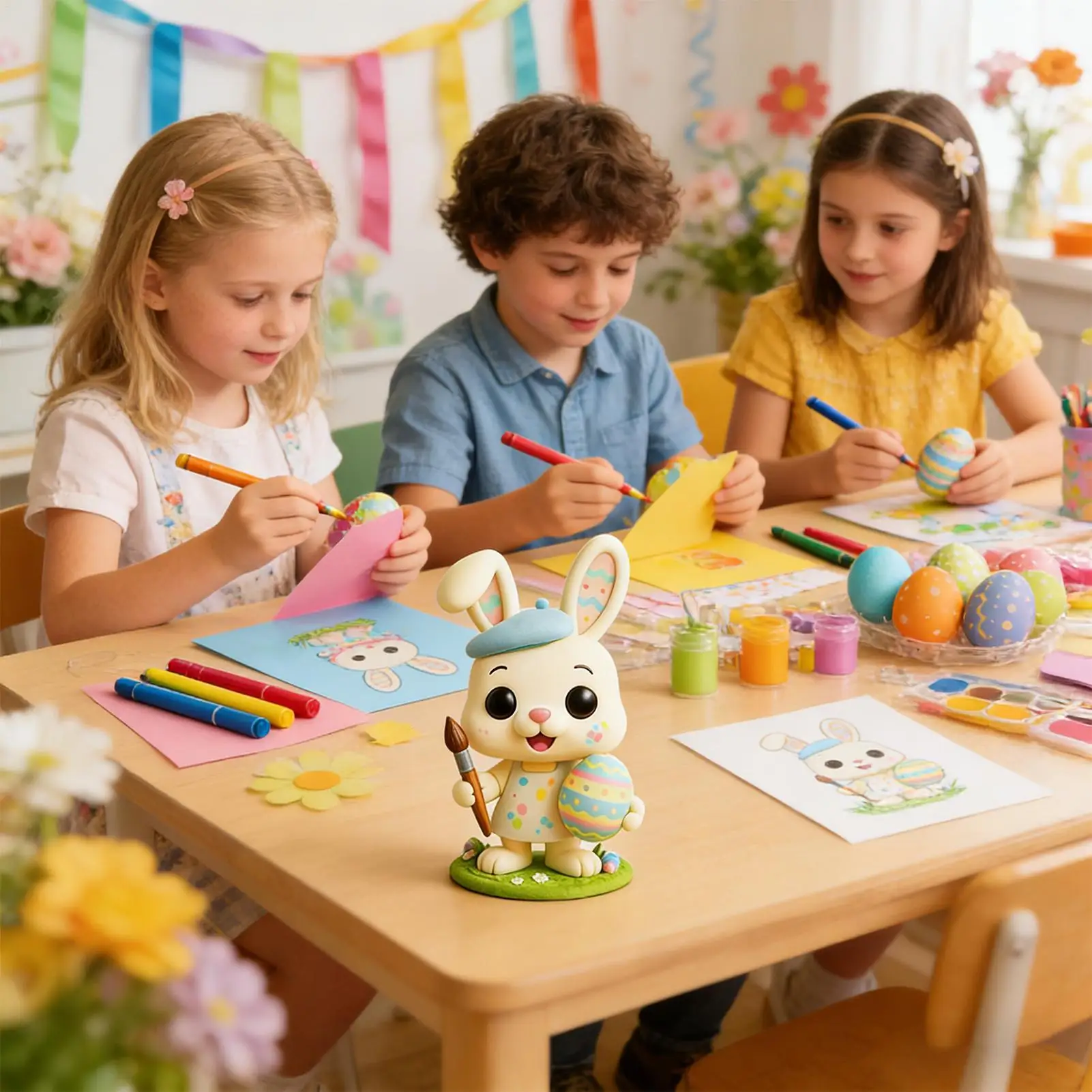 Easter Bunny Statue Seasonal Decoration Small Holiday Sculpture For Bookcase Window Sill Display Cabinet Dressing Table