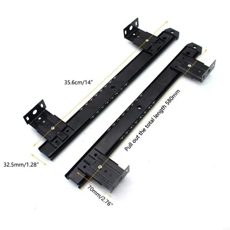 E1PC 2pcs/set Three-Section Low-Noise Cabinet Slides Computer Keyboard Drawer Track Adjustable Height Bracket Sliding