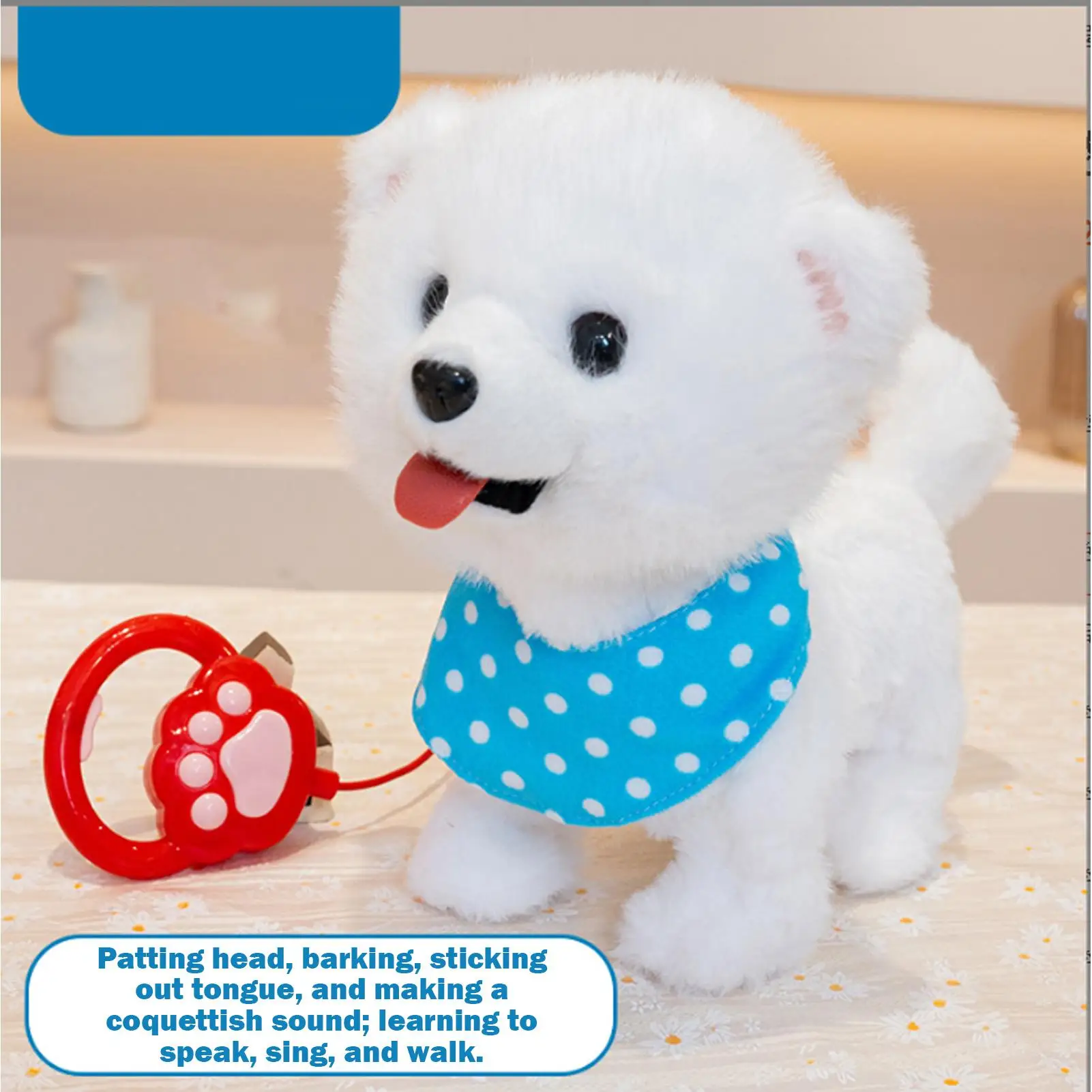 Perro de peluche interactivo electrónico para caminar, ladrando, canto, cachorro con cola móvil para niños, decoración cómoda para el hogar