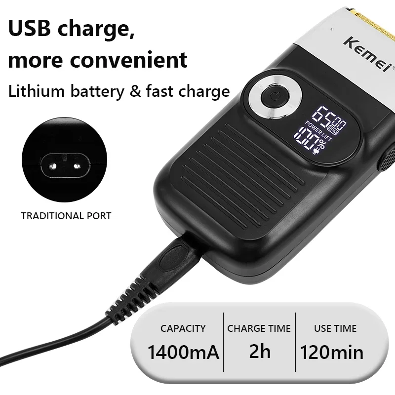 Professionele Elektrische Scheerapparaat Kapper Oplaadbare Baard Trimmer Scheren Machine Voor Mannen Tondeuse Wasbaar Scheerapparaat Scheermes