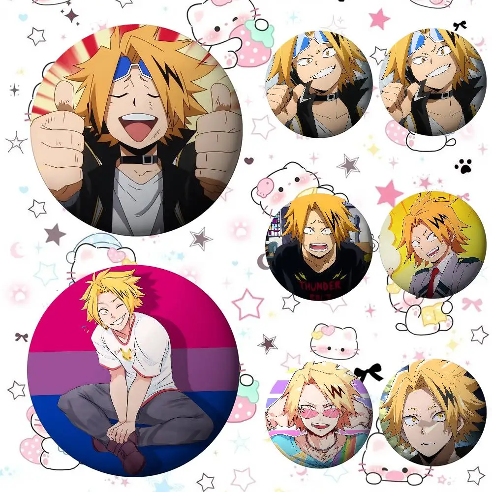 Insignias de dibujos animados de Anime Denki Kaminari, alfileres periféricos de solapa, broche redondo de hojalata para bolso de hombro, accesorios, regalos de recuerdo