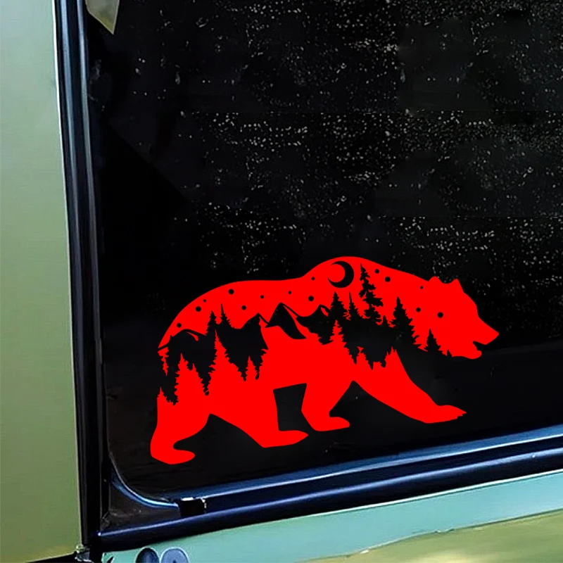 1PC Forest Bear Car Stickers Auto Window Waterproof Vinyl Decals Sunscreen Car Bumper Cover Scratches DIY Camper Van Decoration