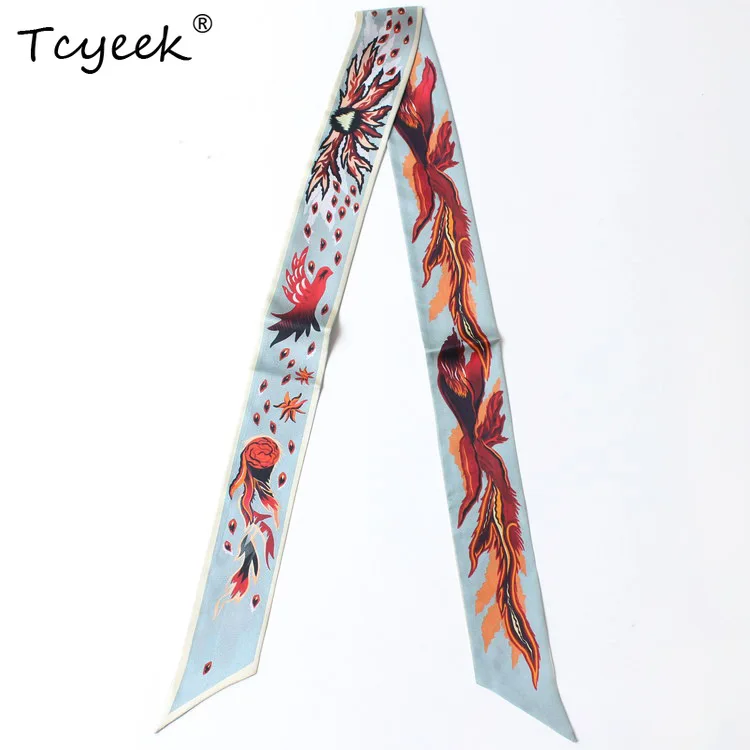 

Tcyeek 100%Real Silk Scarf,Retro Print,Literary Versatile Mom's Gift Temperament Elegant Streamers,2024 Spring New A41735QD