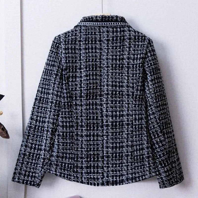 High-Quality Mother Coat Women 2025Spring Autumn New Small Fragrance Jacket Ladies Middle-Aged Lapel Outwear Short Suit Overwear