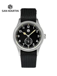 San Martin-reloj analógico con correa de nailon para hombre, accesorio de pulsera de 36mm con movimiento de cuarzo, diseño de piloto redondo 6004, estilo sencillo, SN0105