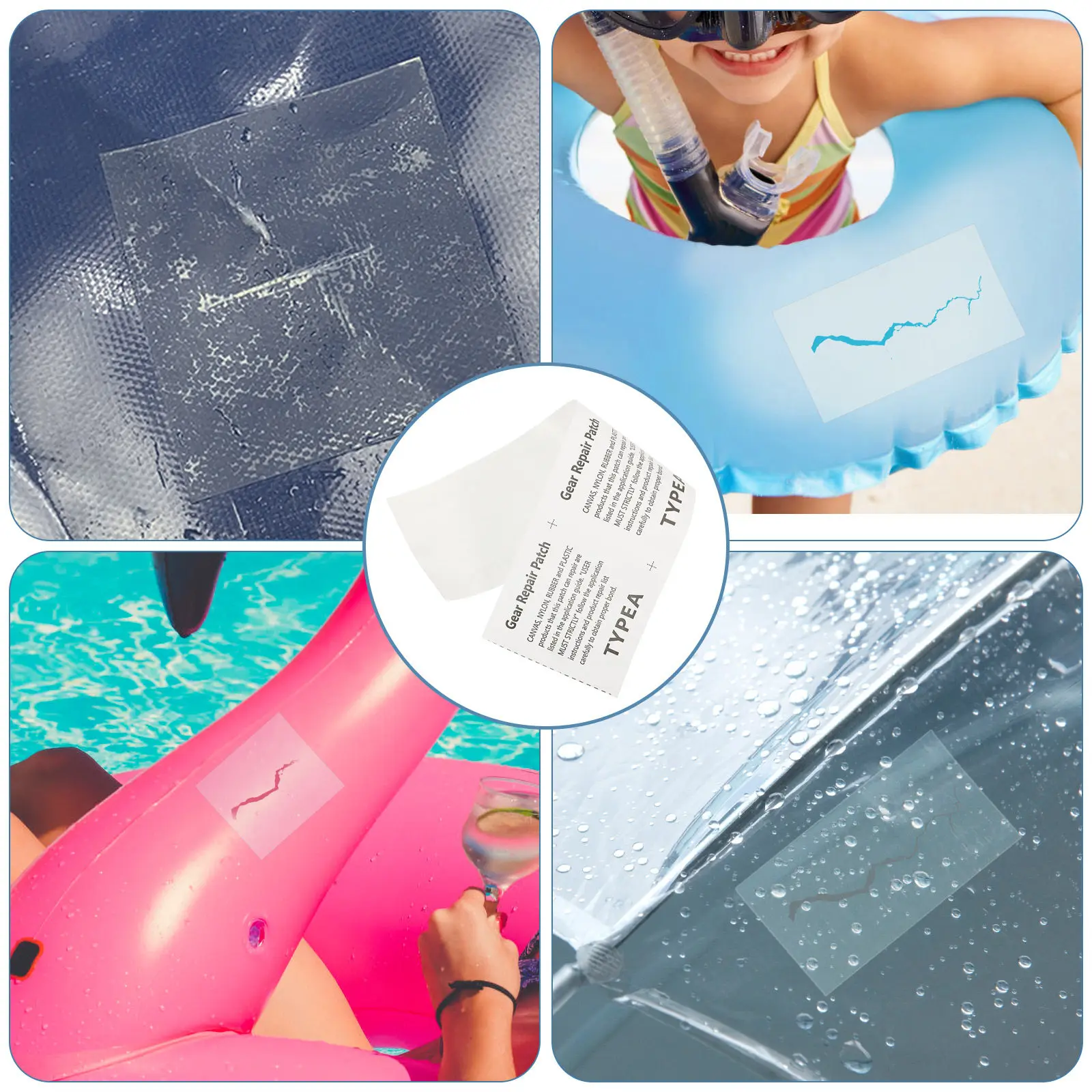 Waterproof TPU Repair Patches 2 Pack for Inflatable Boat Tent Raincoat Pool Float Cold Heat Resistant