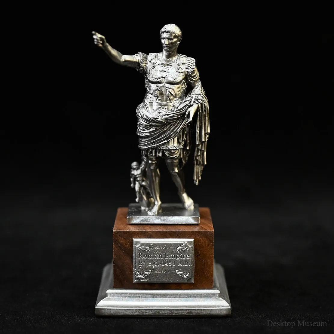 Hand-Painted Epoxy Resin Emperor Augustus Octavian 120mm - Roman Home Office Desk Decor