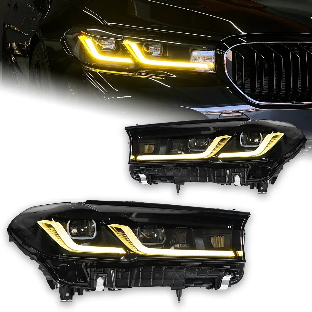 

Автомобильные фары для BMW G30: Светодиодные линзованные фары-проекторы M5 F90 CSL DRL, головное освещение 530i 535i, светодиодные фары DRL, автомобильные аксессуары