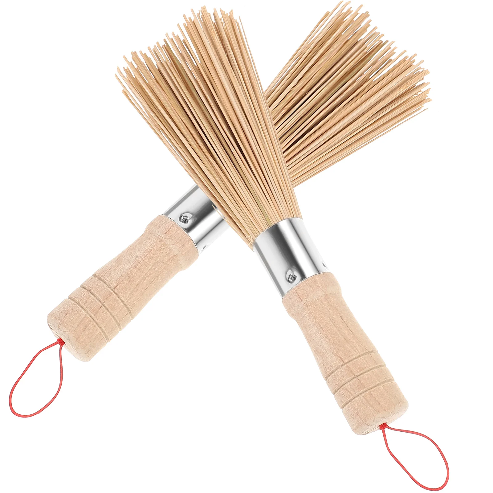 2pcs Bamboo Pan Long Handle Wok Cleaning Brush Dish Kitchen Tool for Home Restaurant bamboo cleaning brush