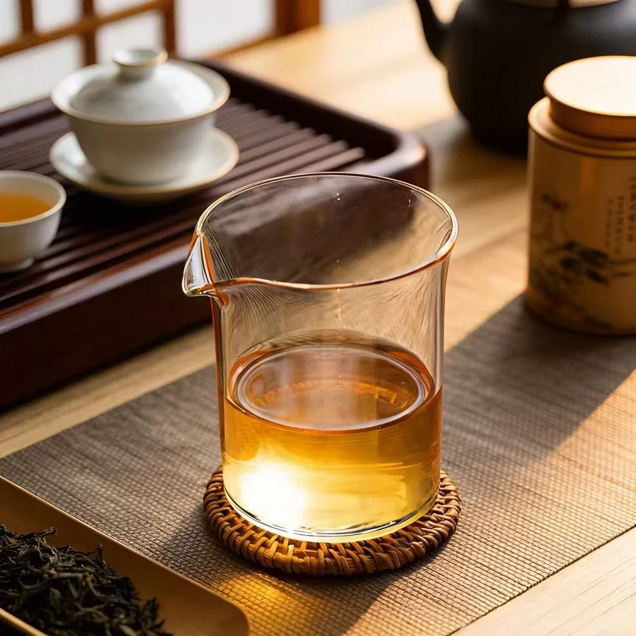 230ML Heat Resistant Glass Fair Cup Pitcher Tea Pitcher with Gooseneck Spout for Even Pouring Chinese Kung Fu Tea Set Accessory