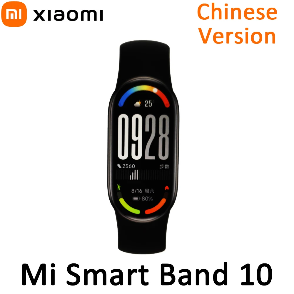 

Оригинальный Xiaomi Mi Band 10 150+ спортивных режимов 1,72 дюйма AMOLED-экран BT5.4 21 день выносливости 5 атм смарт-браслет с частотой сердечных сокращений CN