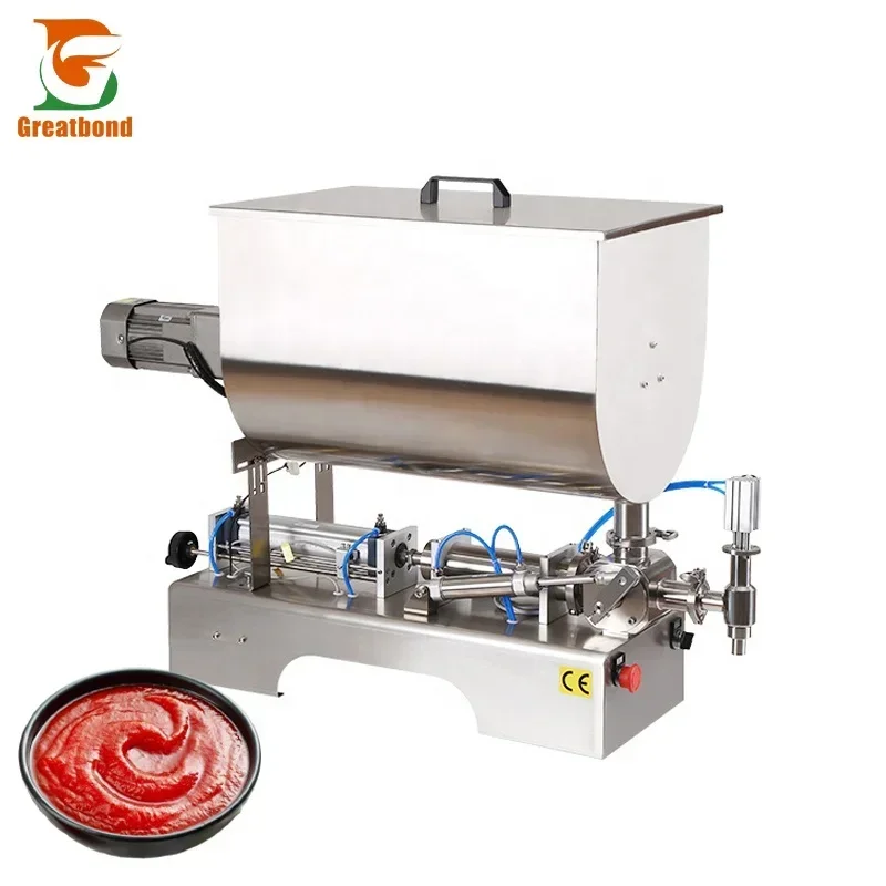 Máquina neumática de llenado de aceite de oliva y mantequilla corporal de pasta de agua de acero inoxidable 304 en forma de U a precio de fábrica con tanque de mezcla