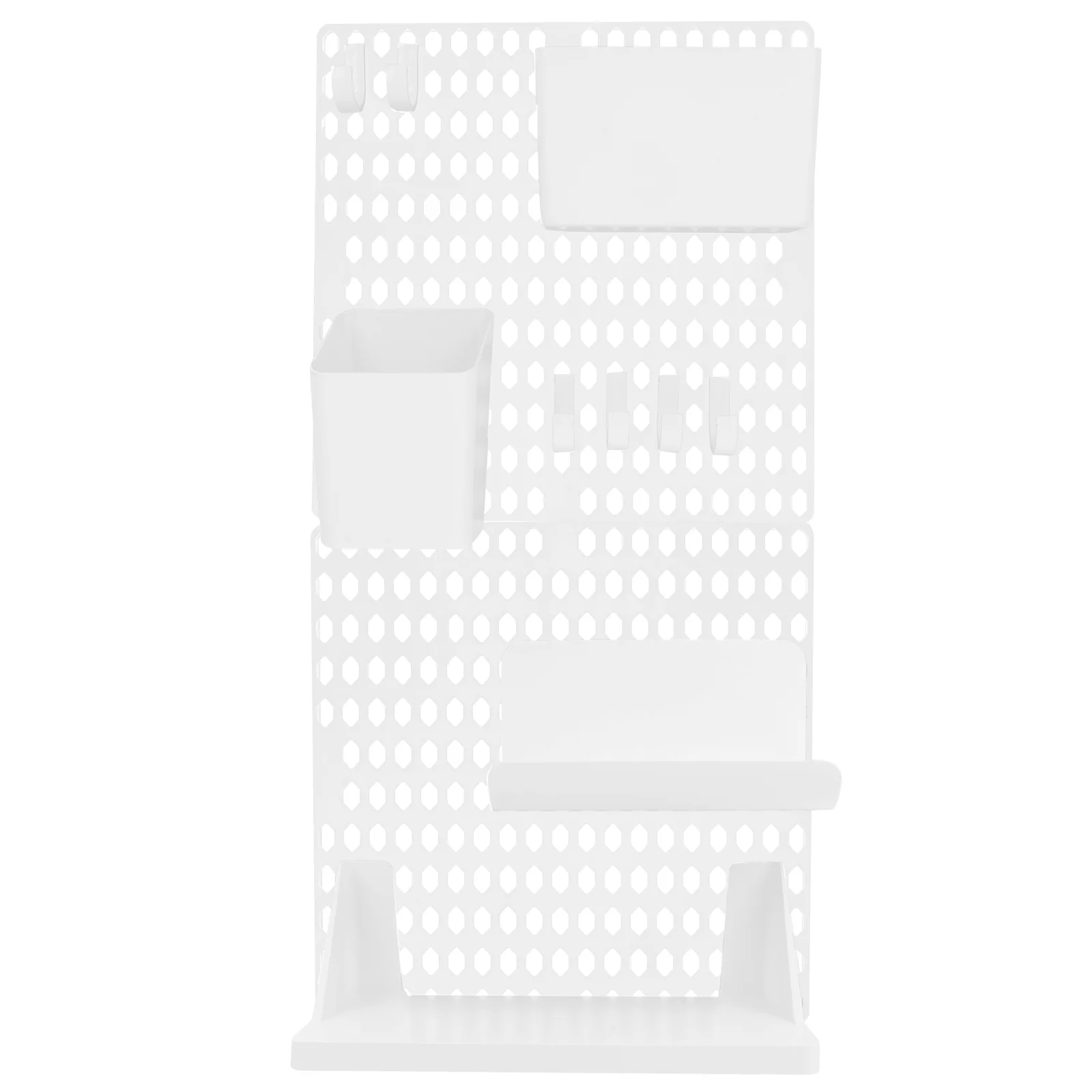 

Storage Rack Adhesive Pegboard Organizer Wall White Shelves Holder Hanging Office Desk Accessories Bracket Punch Free Plastic