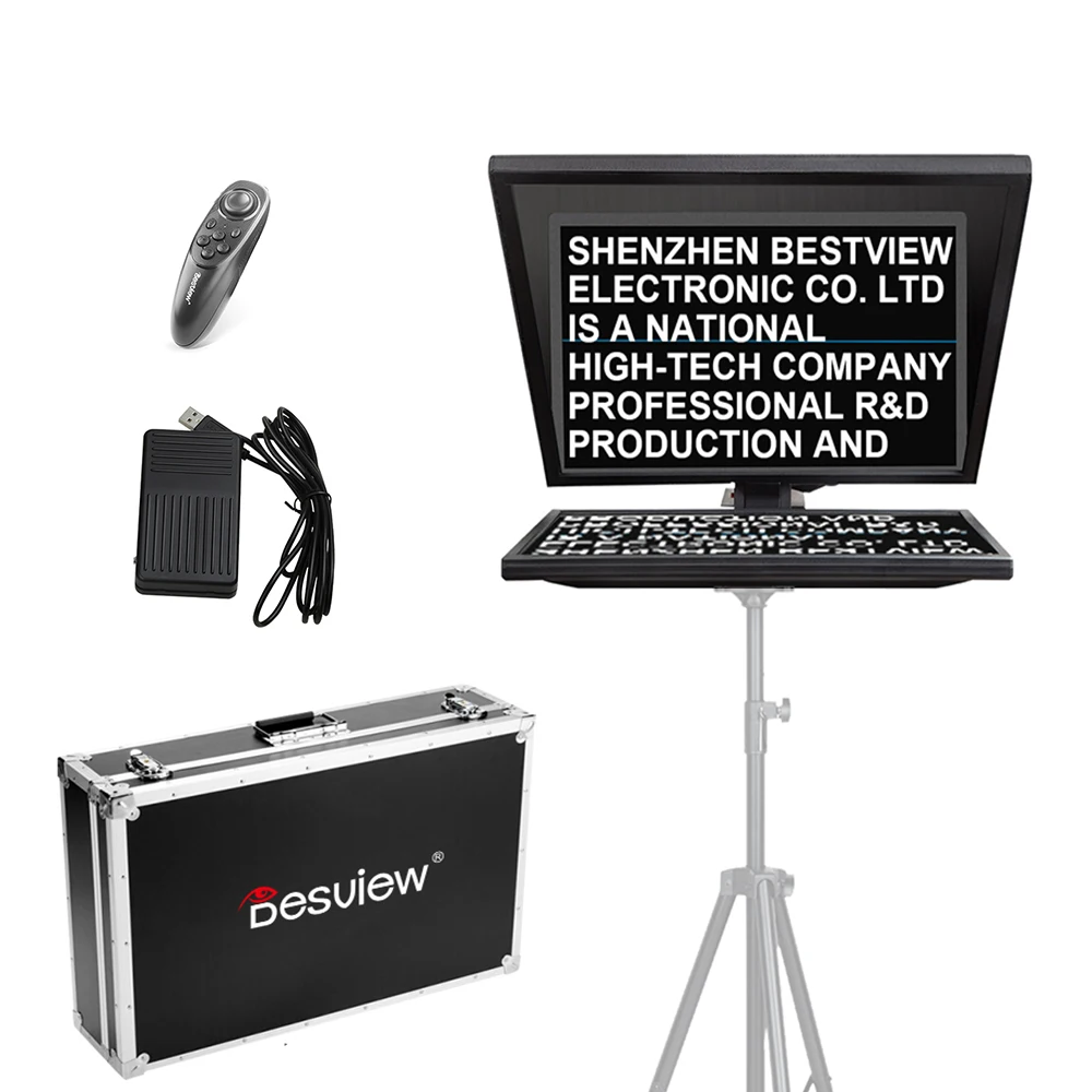 Desview 21.5'' Teleprompter T22 Professional Broadcast Teleprompter For DSLR Camcorder Cinema Camera With Portable Case