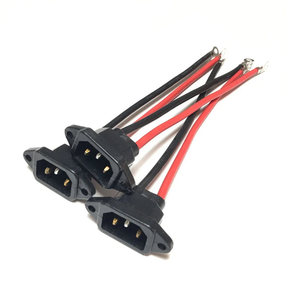 Conector de receptáculo con cable para bicicleta eléctrica, toma de corriente CA de carga de batería, color negro, impermeable, 10A, 250V, C13, C14,