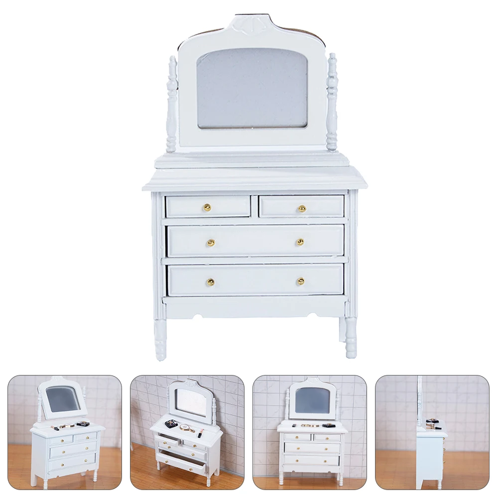

Dressing Cabinet Decoration Vanity Tables Mini Photo Prop Decorations White Wooden Child
