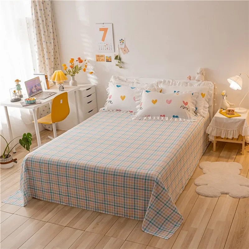 Washed Cotton Princess Bed Skirt Quilt Cover Bedding Set 4 Suit  Bed Sets Girl Cute Kawaii Comforter luxury Bedding Sets