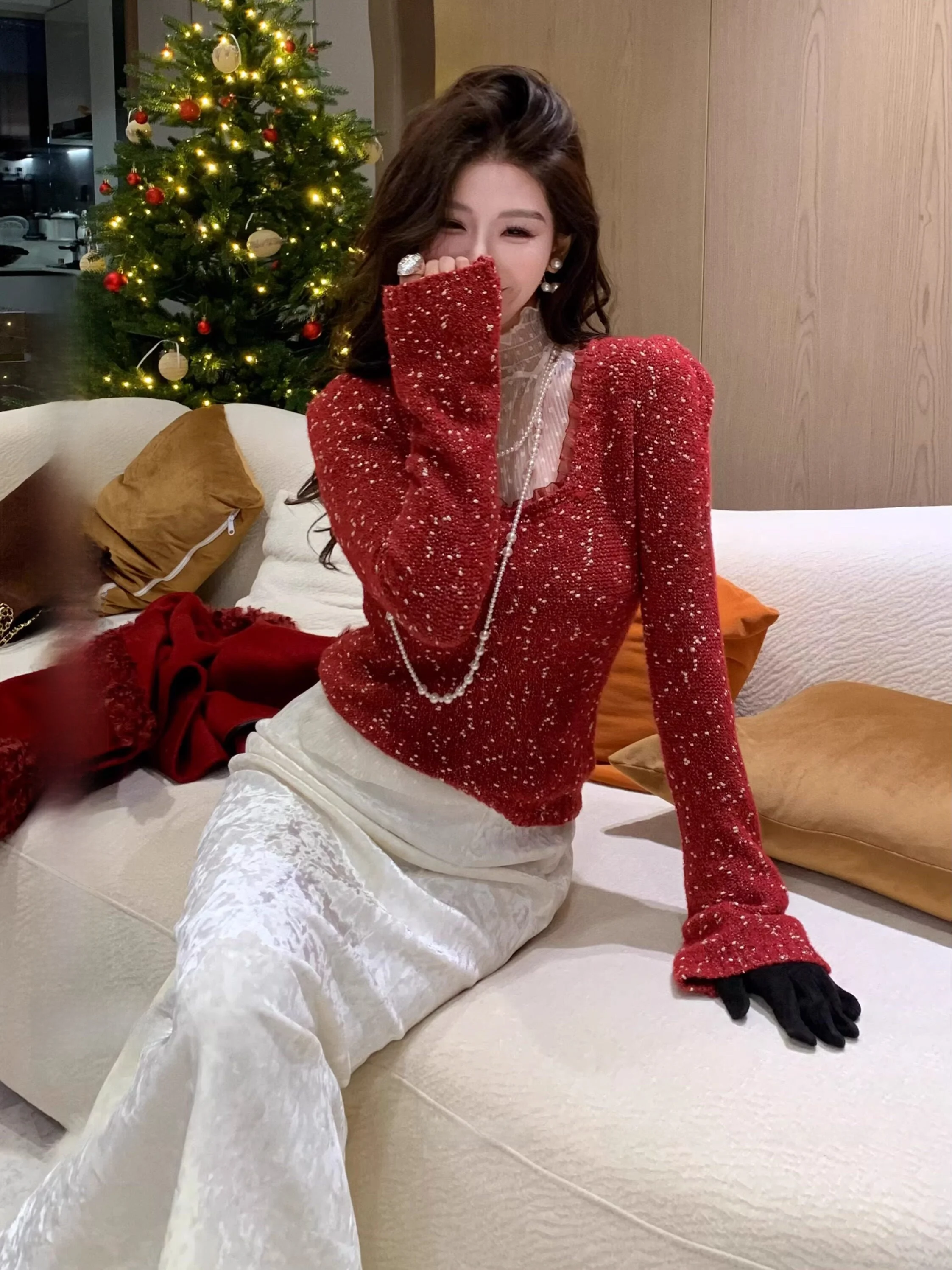 

New Dadada Simple High-End Knitted Open Cardigan Top JPM3592 Women's Faion Winter Long Sve Polyester Acrylic Spandex Blend