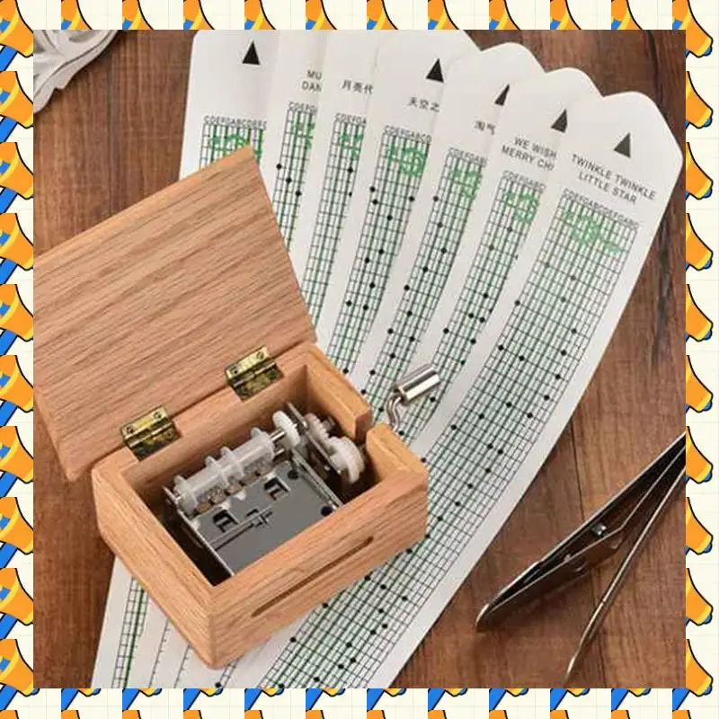 

ABYB 15 Tone DIY Hand-Cranked Music Box Wooden Box With Hole Puncher And Paper Tapes Musical Instruments For Music Lovers