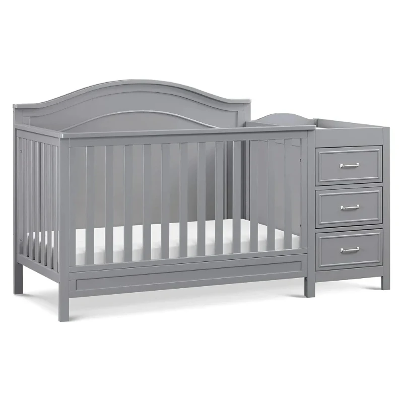 

4-in-1 Convertible Baby Crib w/Changing Table - Wooden Toddler Bed, Daybed & Twin Bed Conversion