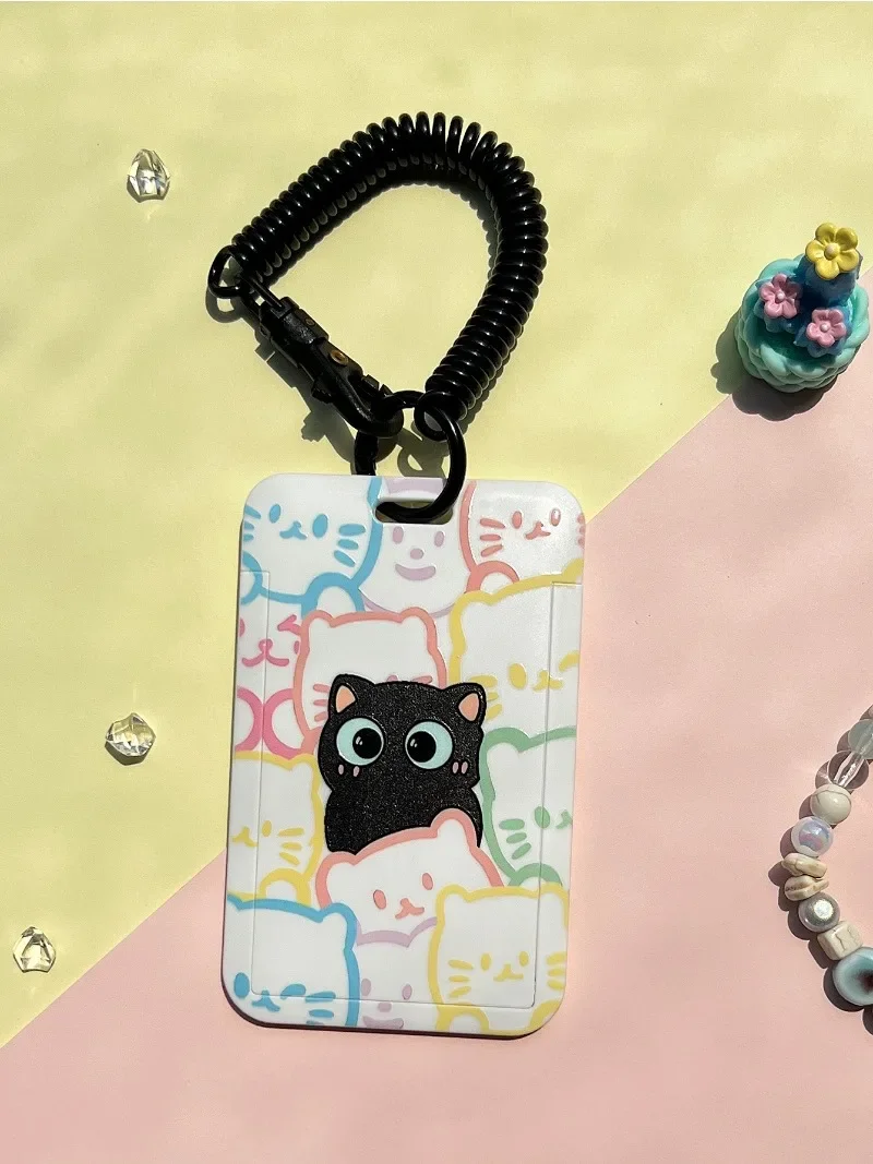 Cute Cat Card Holder For Student Fashion Kawaii Cat Kpop Idol Photocard Holder Portable Worker Card Holder Lanyard