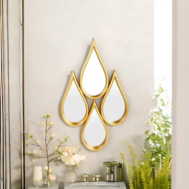 European-style framed decorative mirror creative drop shape simple bathroom decorative mirror living room beautiful HD decorativ