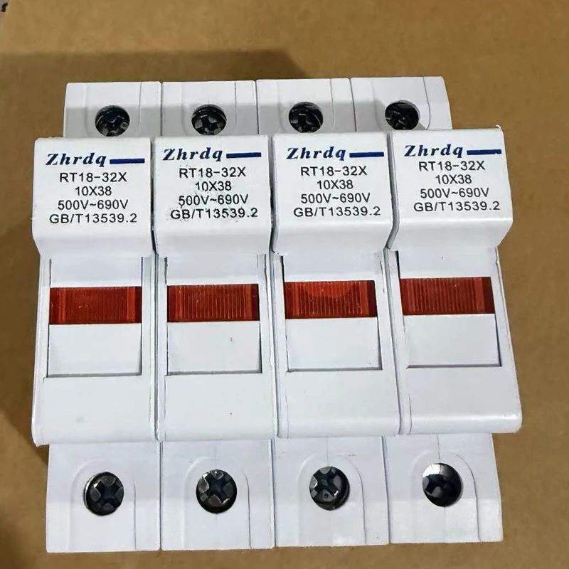 RT18-32X 4P Din Railed Fuse Holder with LED Light 4P Cylindrical 10*38 Plastic Fuse Base for Ceramic Fus